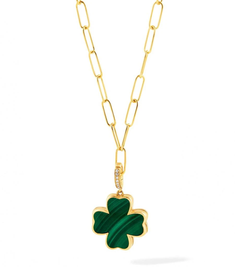 Annoushka Yellow Gold, Diamond and Malachite Mythology Clover Locket Charm 4