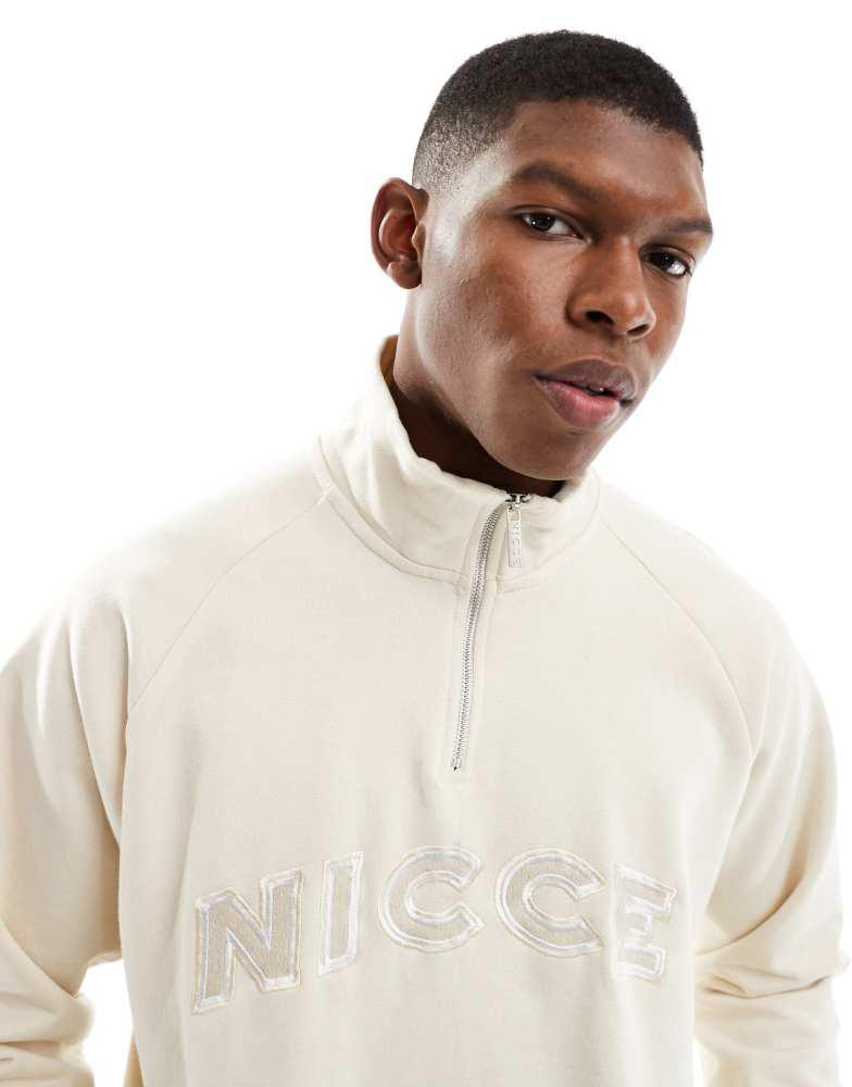 NICCE Nicce 1/4 zip logo sweatshirt in white