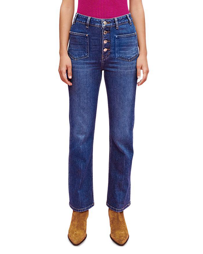 Maje Passiony High Rise Straight Jeans in Blue