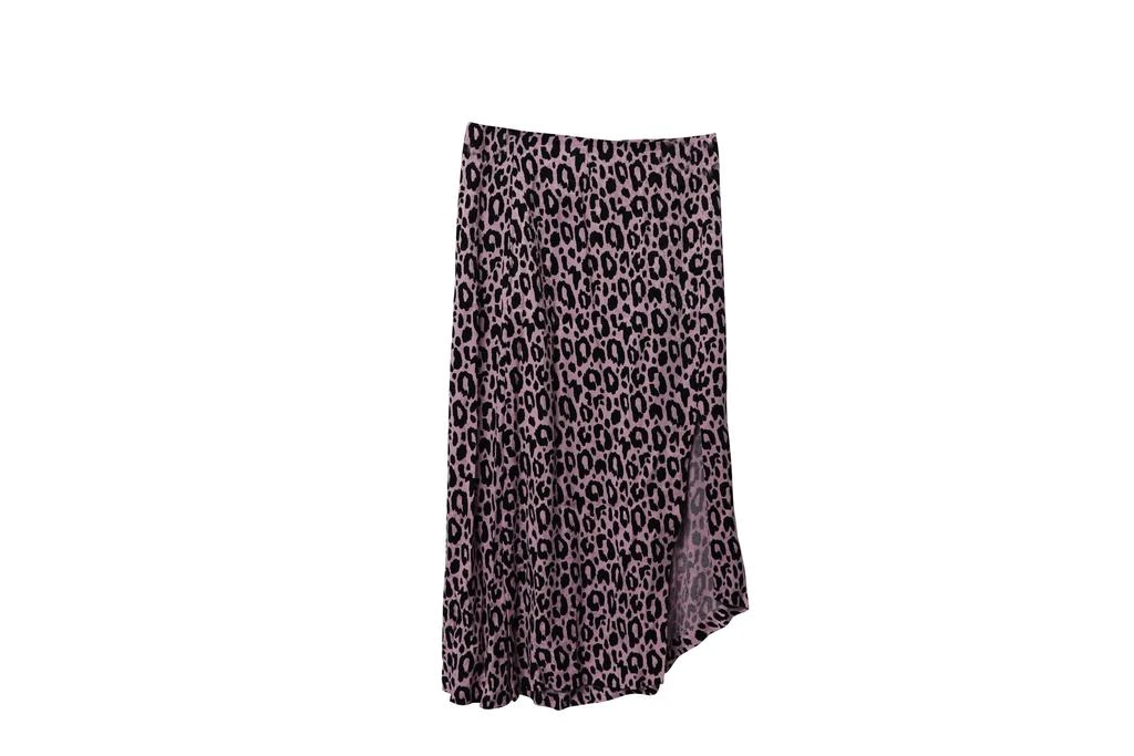 Maje Jipanta Leopard Print Front Slit Skirt in Pink Cupro 5