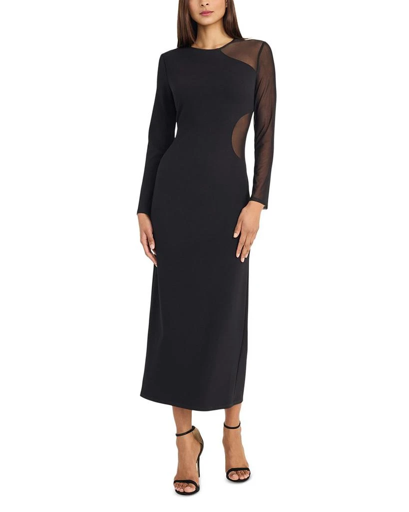 Donna Morgan Mesh One Sleeve Dress - Black - 8