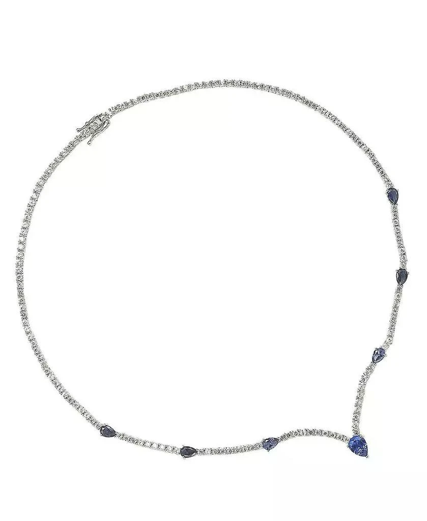 Suzy Levian New York Suzy Levian Sterling Silver Pear-Cut Sapphire 
Created White Sapphire Evening Necklace