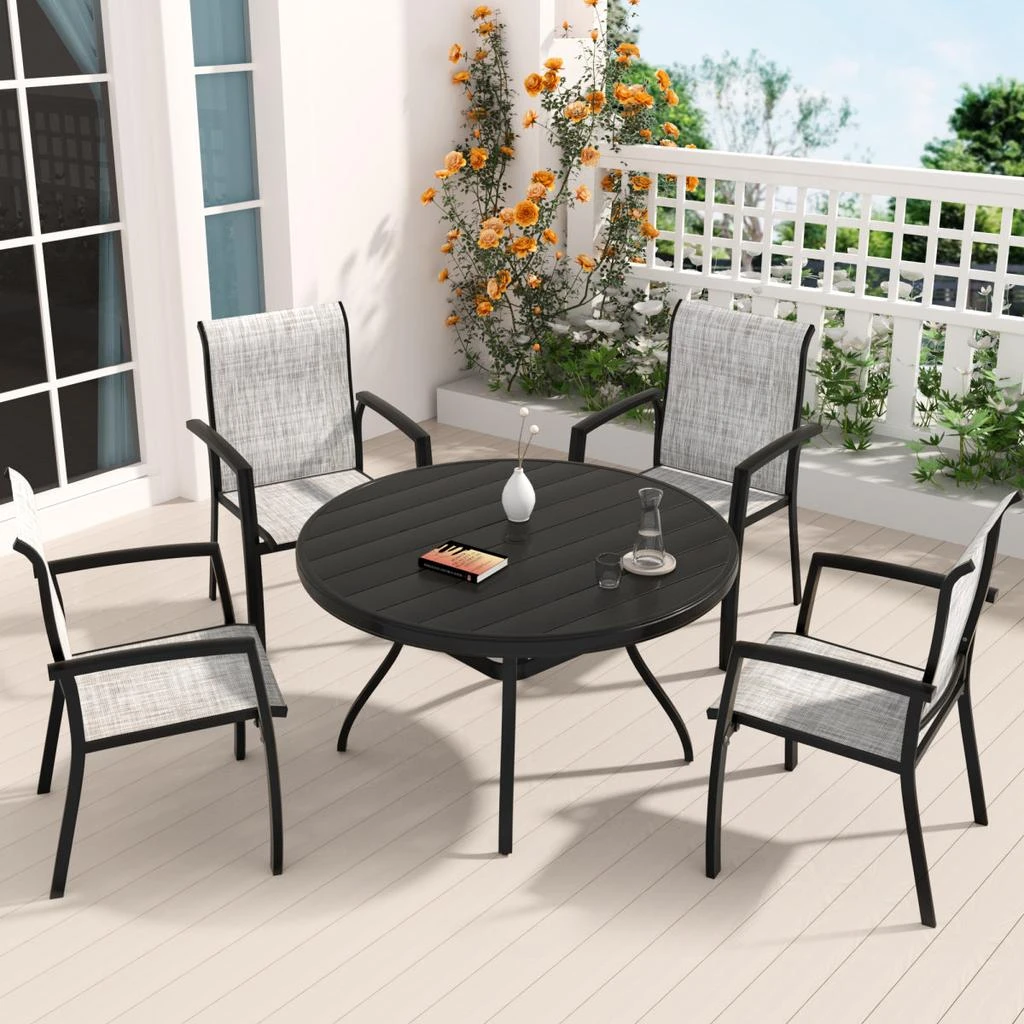 Streamdale Furniture Streamdale 5-Piece Patio Dining Set with Stackable Chairs 
40.6" Round Metal Table