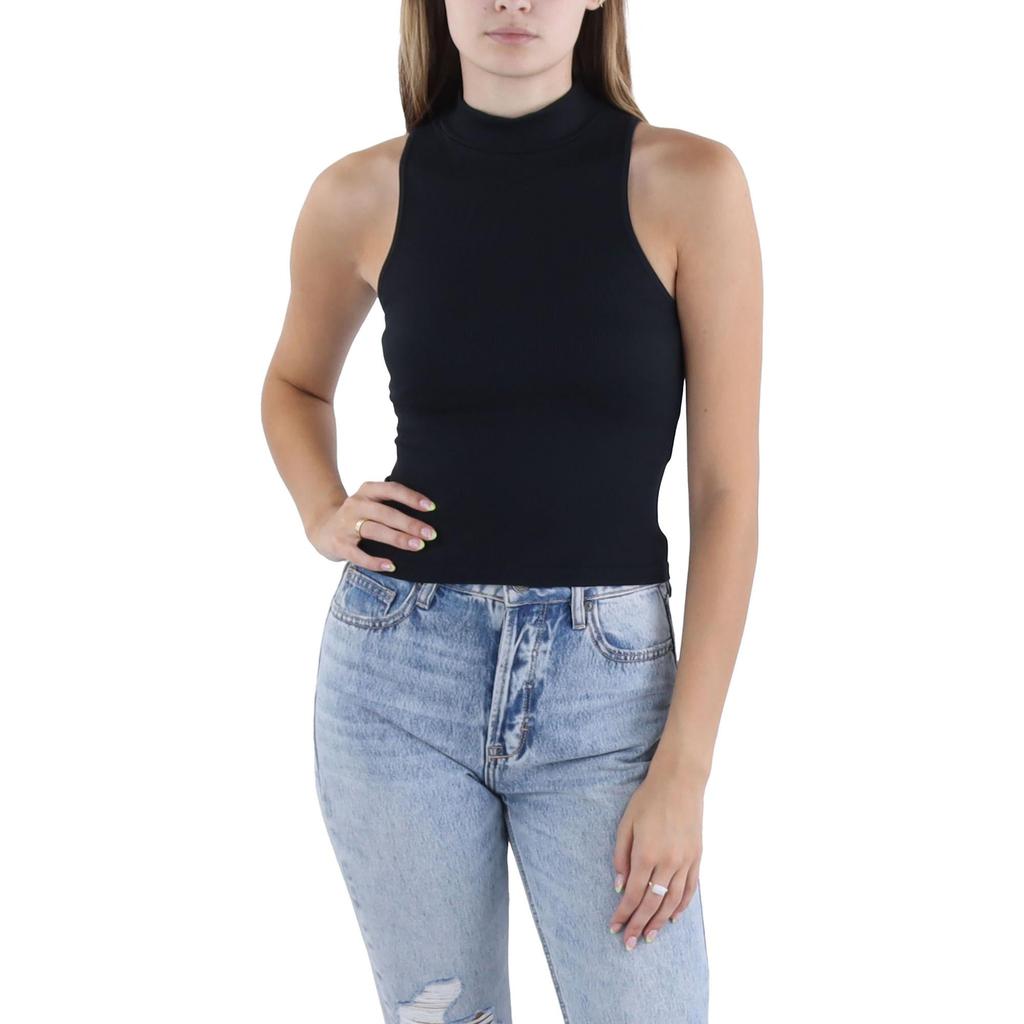 Almost Famous Juniors Womens Mock-Neck Seamless Pullover Top