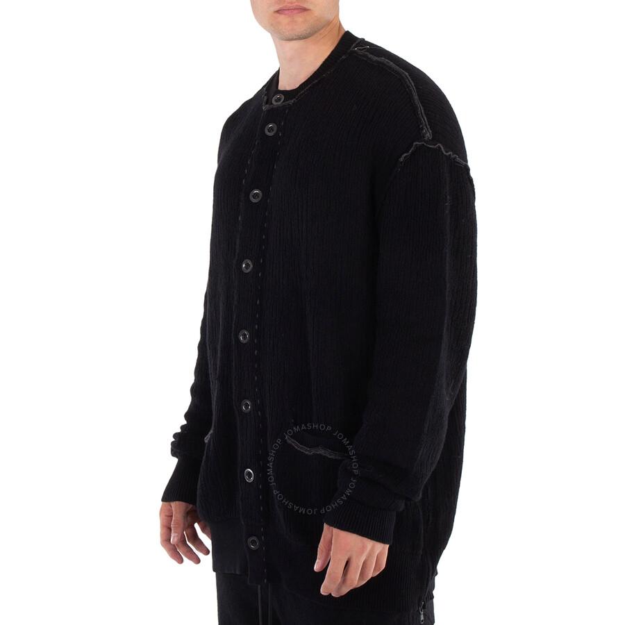 Viridi-Anne Men's Black Cotton / Cashmere Button Down Cardigan