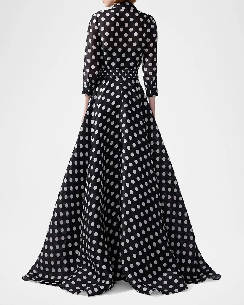 Carolina Herrera Polka-Dot Silk 3/4-Sleeve Trench Gown 3