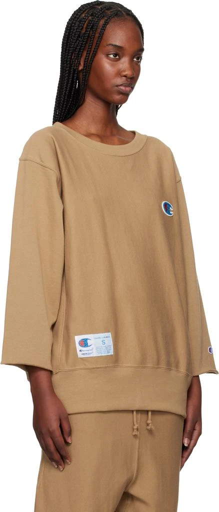 UNDERCOVER Tan Champion Edition Beaded Logo Appliqué Sweatshirt 2