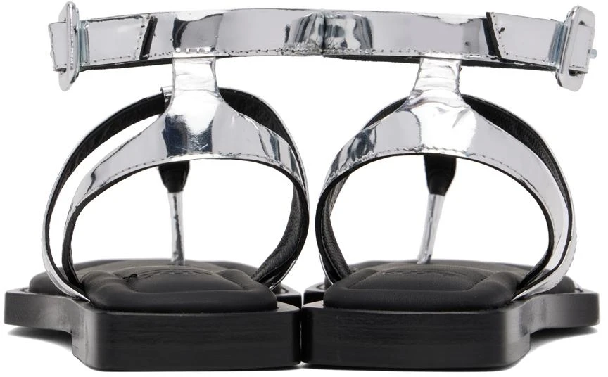 AMI Silver Patent Flat Sandals 2