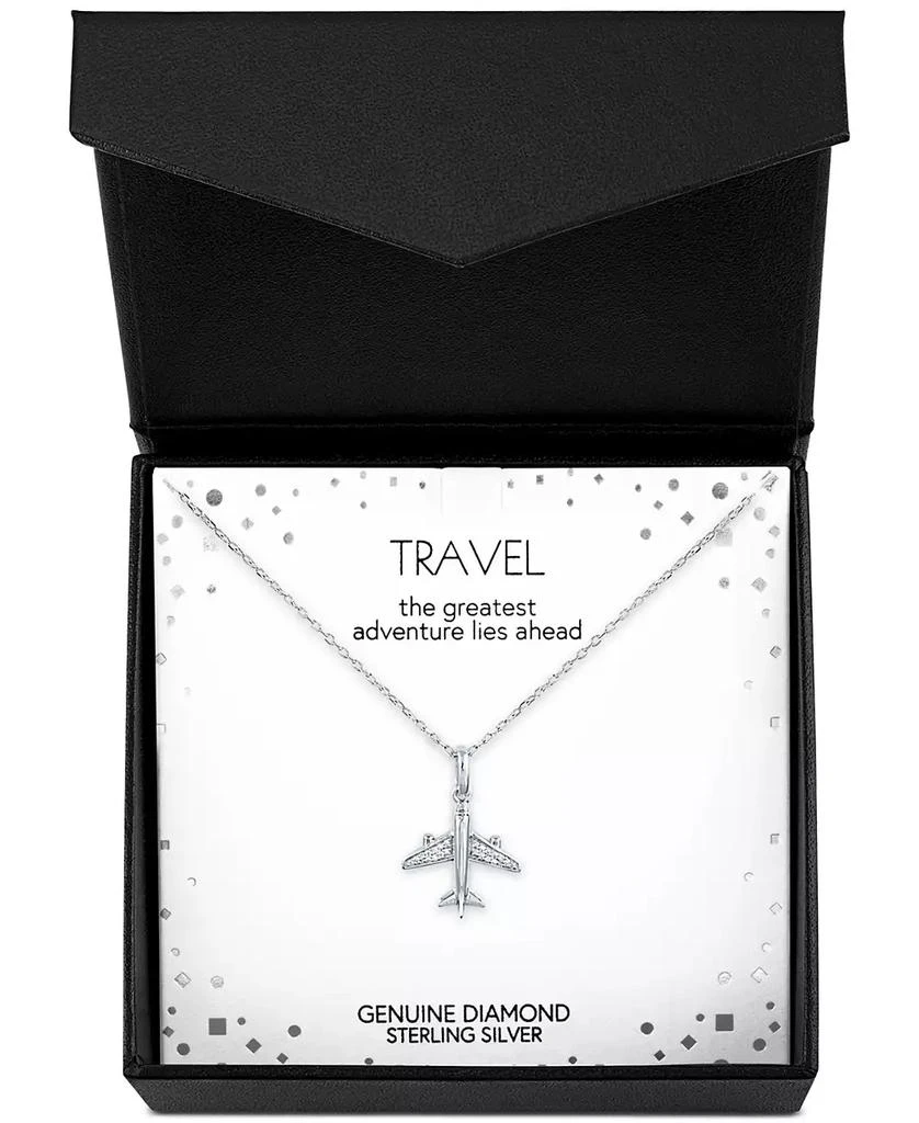Macy's Diamond Accent Airplane Pendant Necklace in Sterling Silver, 16" + 2" extender 3