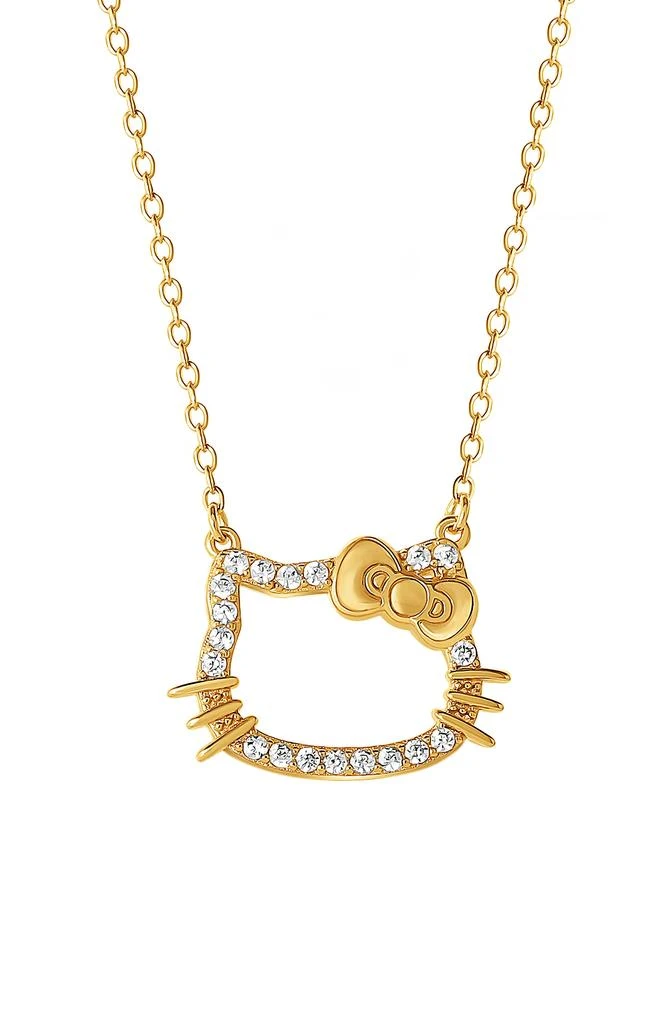 Hello Kitty Sterling Silver Crystal Embellished Hello Kitty Pendant Necklace 1