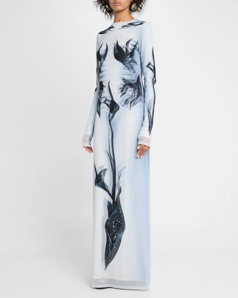 Jean Paul Gaultier Flower Body Morphing Mariniere-Print Layered Mesh Maxi Dress 4