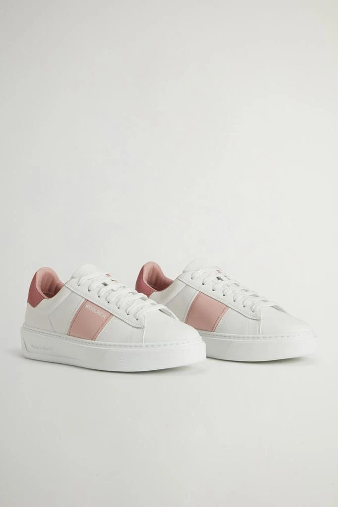 Woolrich Classic Court Leather Sneakers with Contrasting Side Band - Women - Pink 2