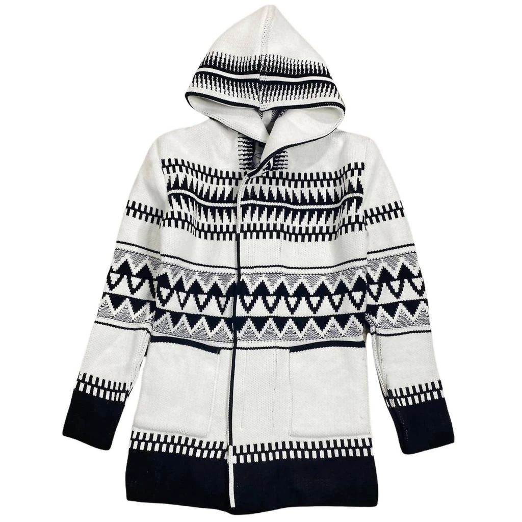 One in a Million Men's Hooded Long Sleeve Cardigan Sweater In Black/white 2