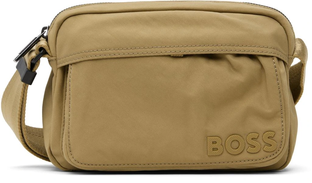 Hugo Boss Beige Nylon Logo Patch Pouch