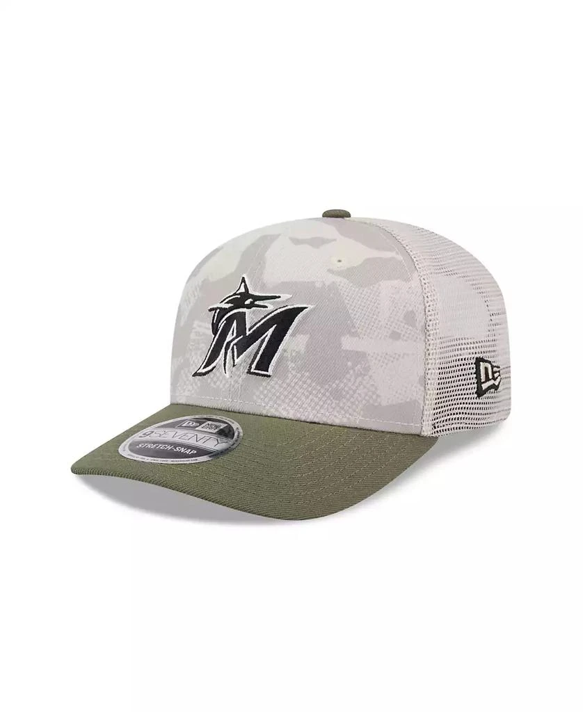 New Era Men's Light Beige/Olive Miami Marlins 2025 Armed Forces Day 9SEVENTY Adjustable Hat 1