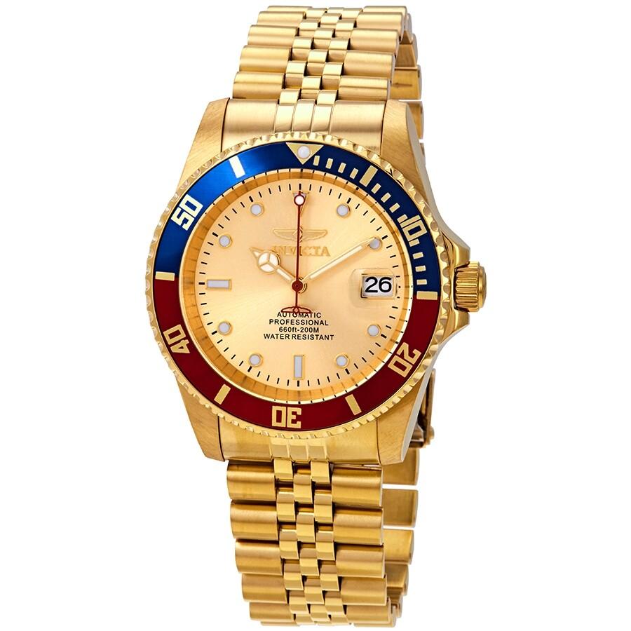Invicta Pro Diver Pepsi Bezel Automatic Gold Dial Men's Watch 29183