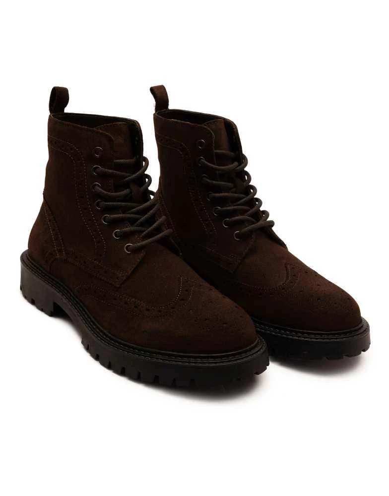  Brogue Suede Boots Asos Brogue Boot In Tan Suede, $91 | Asos | Lookastic main image 2