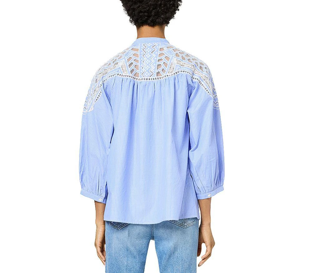 Gerard Darel Uvea Striped Lace Trim Blouse 3