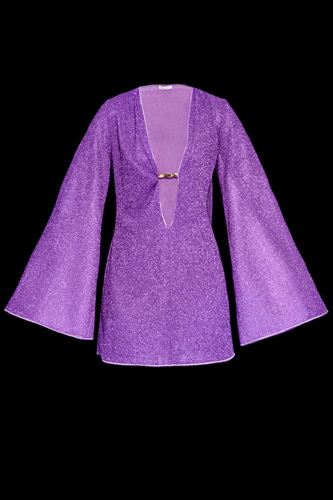 Oséree Oséree Lurex Thread V-Neck Mini Dress