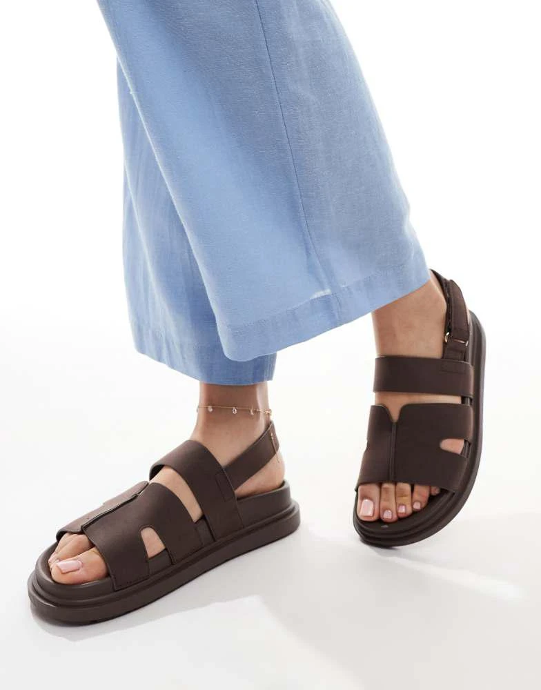 New Look New Look slingback cross strap sandal in brown 4