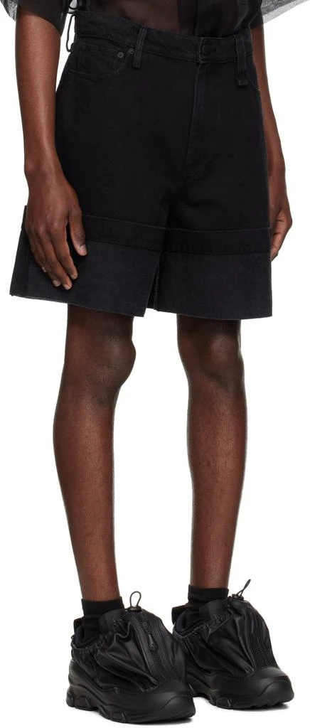 Simone Rocha Black Wide Leg Puddle Denim Shorts 2