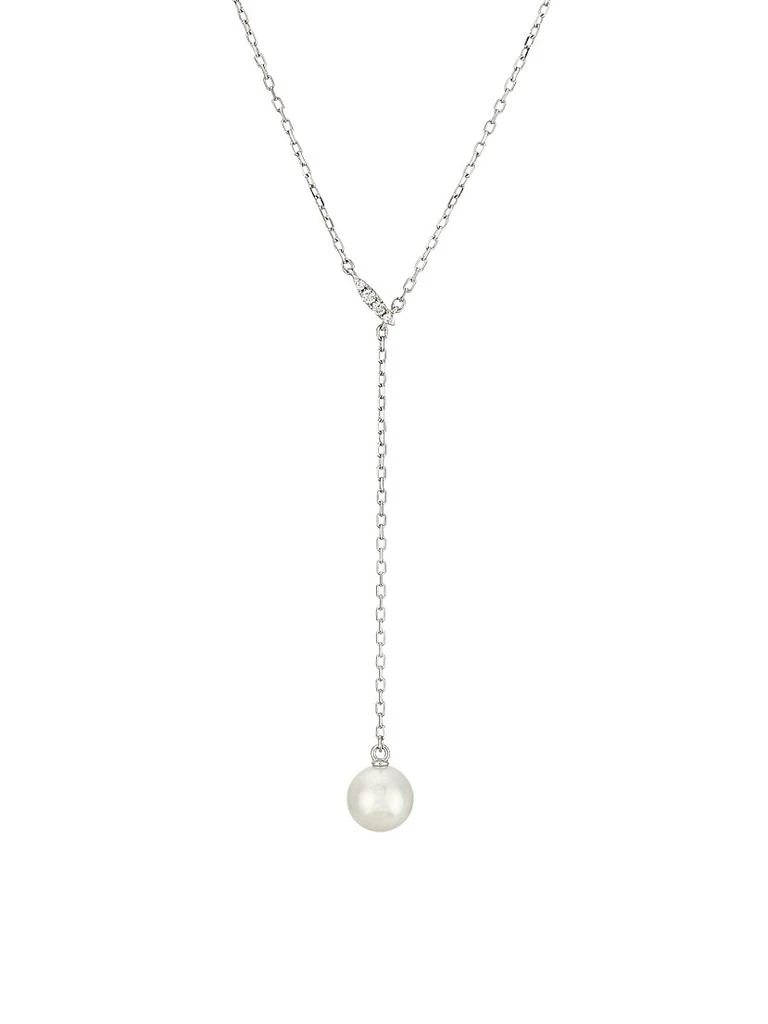 Mikimoto Classic 18K White Gold, Akoya Pearl & 0.03 TCW Diamond Y Necklace 1