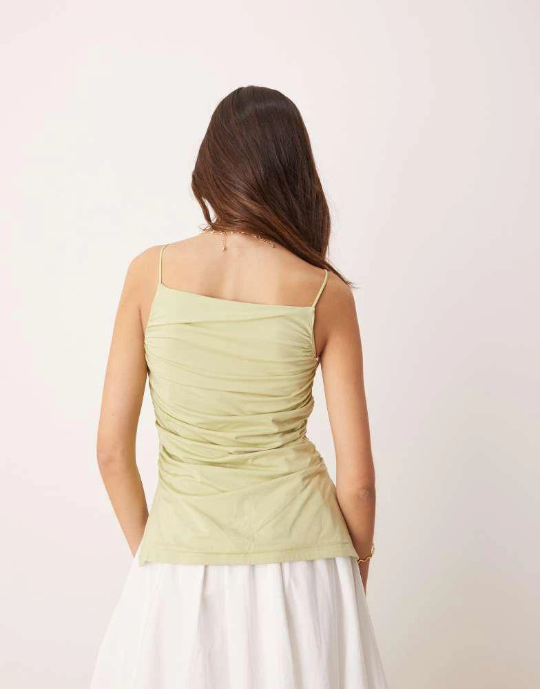 Abercrombie & Fitch Abercrombie & Fitch ruched high square neck top in green 2