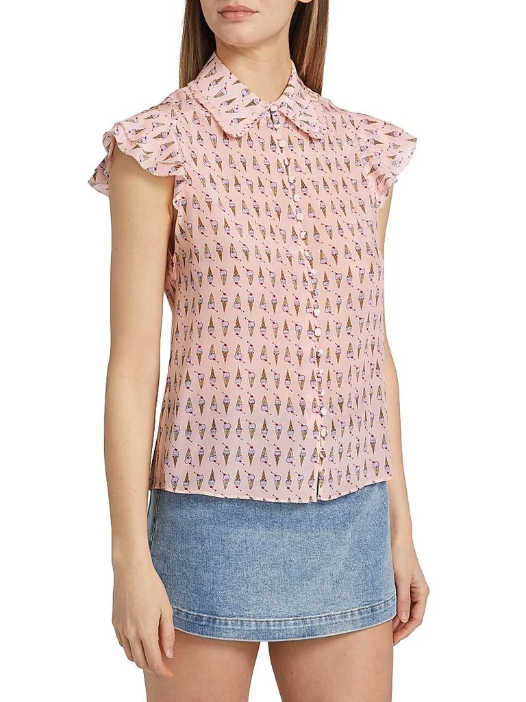 Alice + Olivia Martel Ice Cream-Print Silk Blouse 4