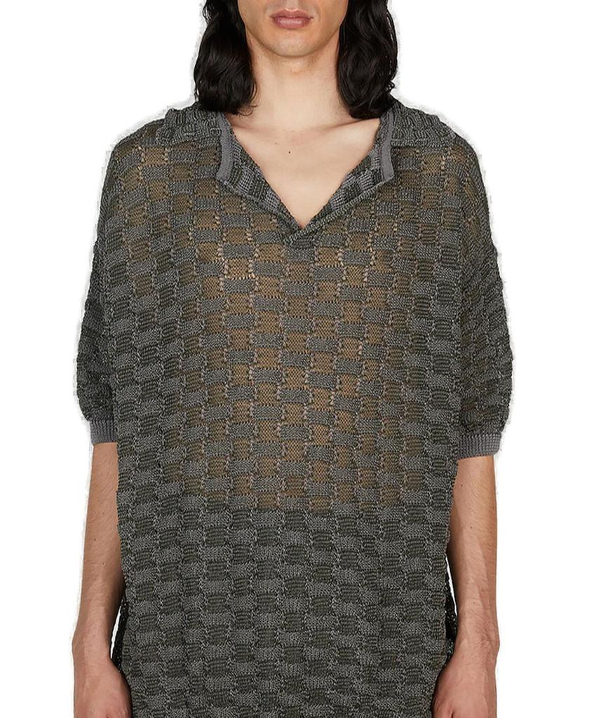 Isa Boulder Isa Boulder Basket Weave Knitted Polo Shirt