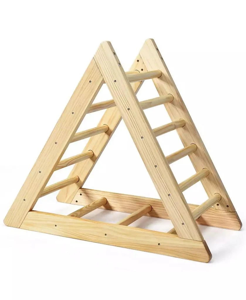 SKONYON kids Wooden Triangle Climber for Toddler Step Training 6