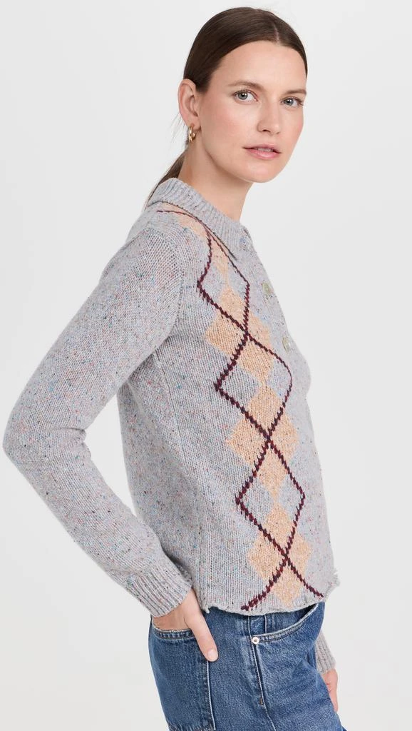 Lingua Franca Lee Tweed Argyle Polo Shirt 3