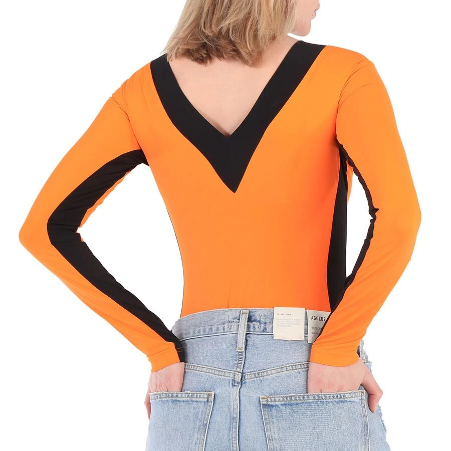 Burberry Bright Orange V-neck Bodysuit 3