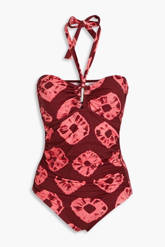 Zimmermann Separates Sculpt cutout tie-dyed halterneck swimsuit
