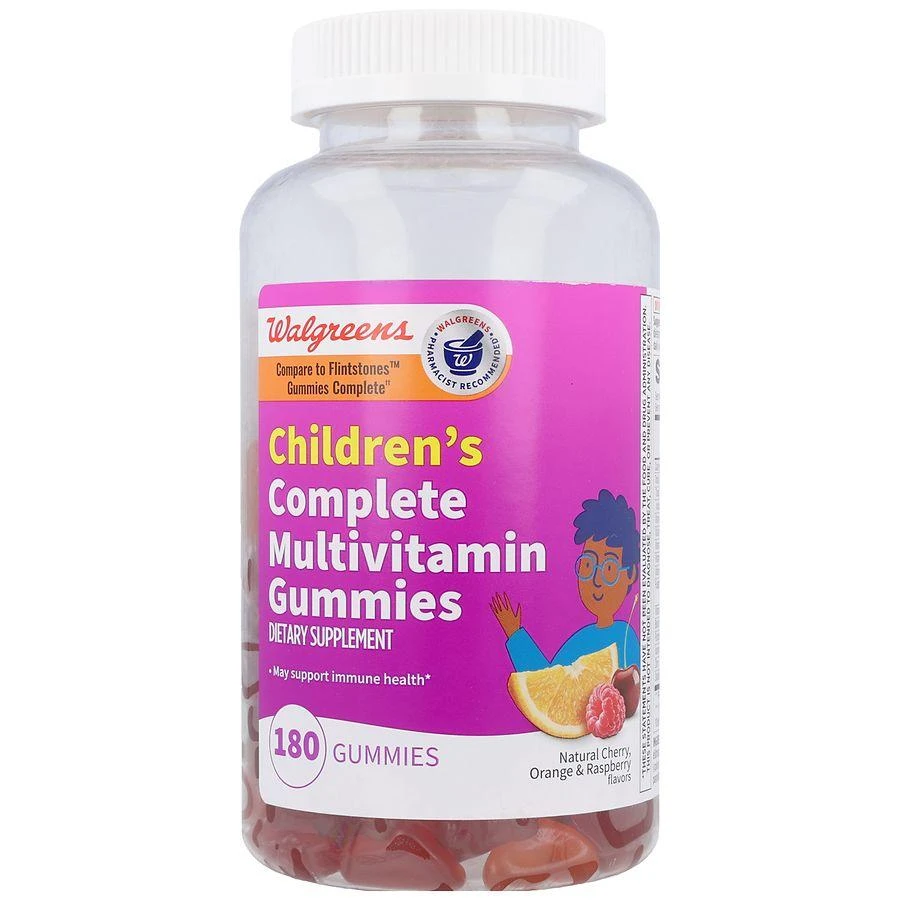 Walgreens Children's Complete Multivitamin Gummies Natural Cherry, Orange & Raspberry 1