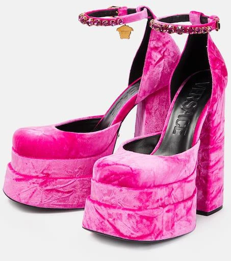 Versace Medusa Aevitas velvet platform pumps 5