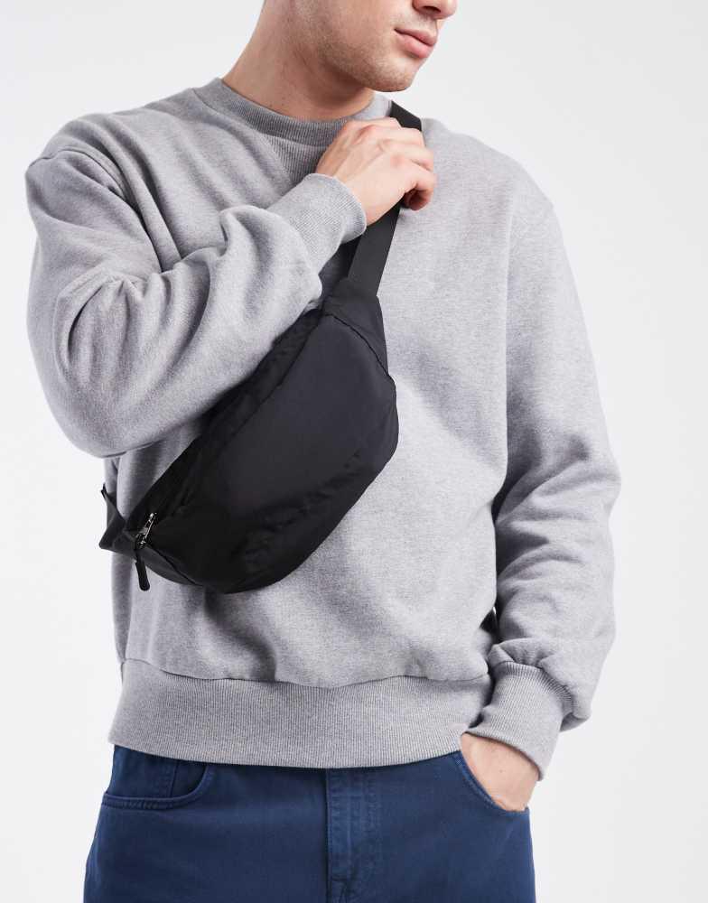 ASOS ASOS DESIGN nylon crossbody bum bag in black