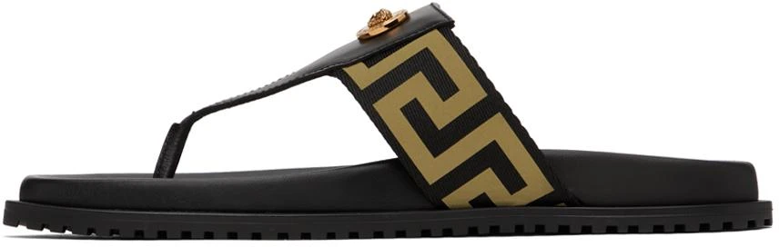 Versace Black & Gold Medusa Greca Sandals 3