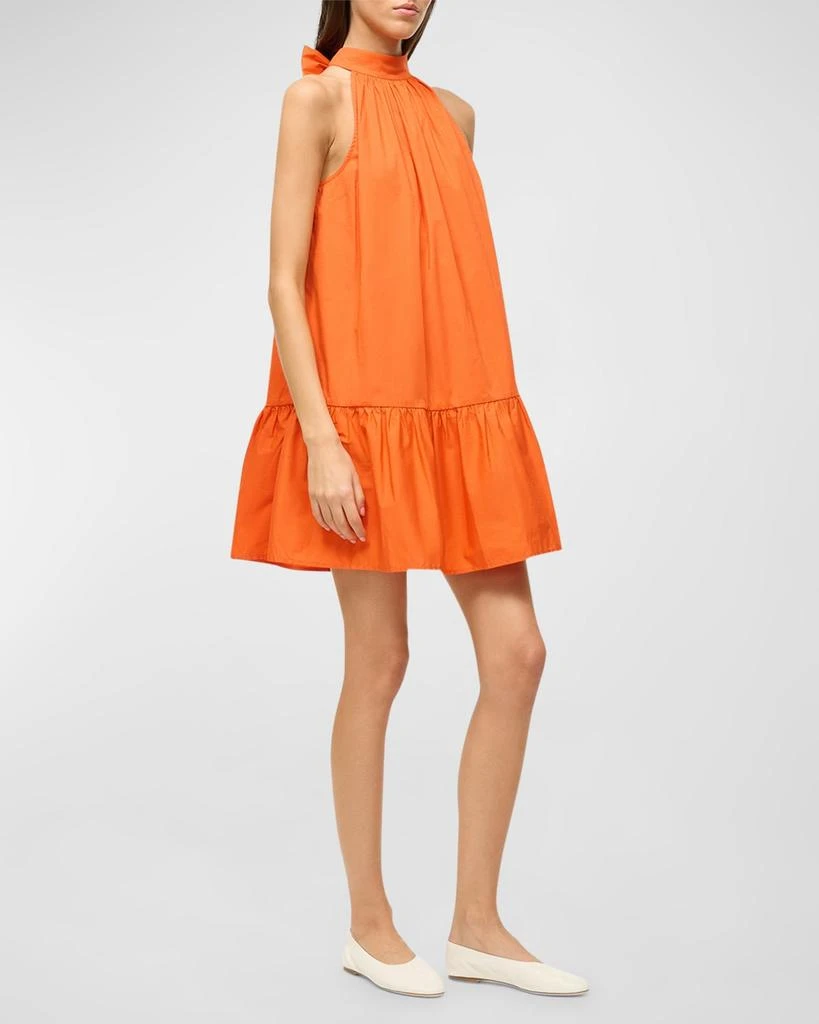 Staud Marlowe Tie-Neck Mini Cotton Poplin Dress 5