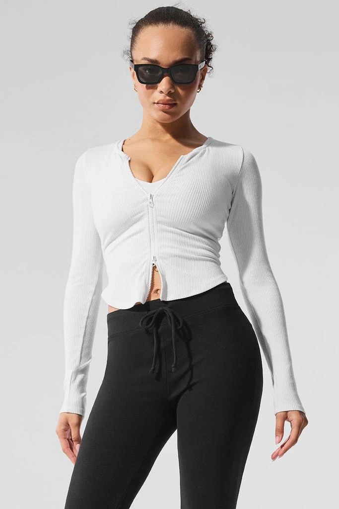 Alo Ribbed Stardust Long Sleeve - White 1