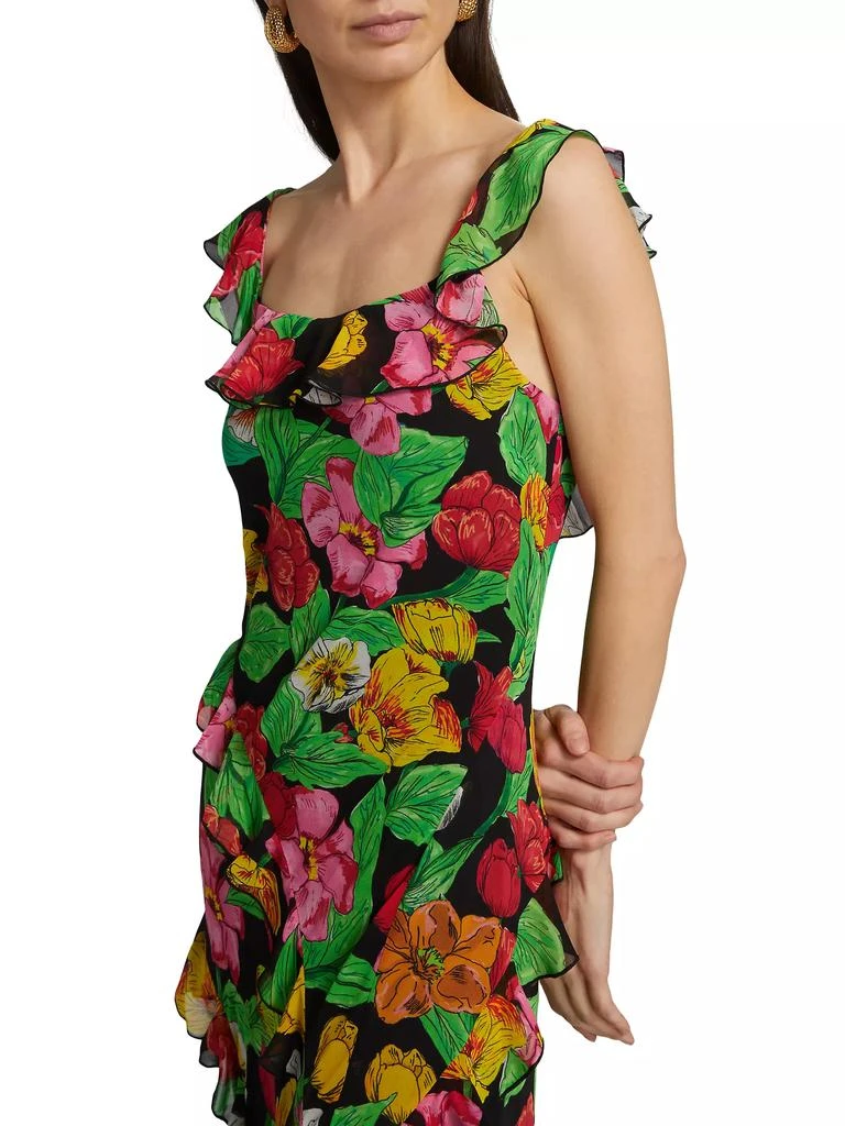 Milly Tulip Rosette Ruffled Floral Sleeveless Maxi Dress 6