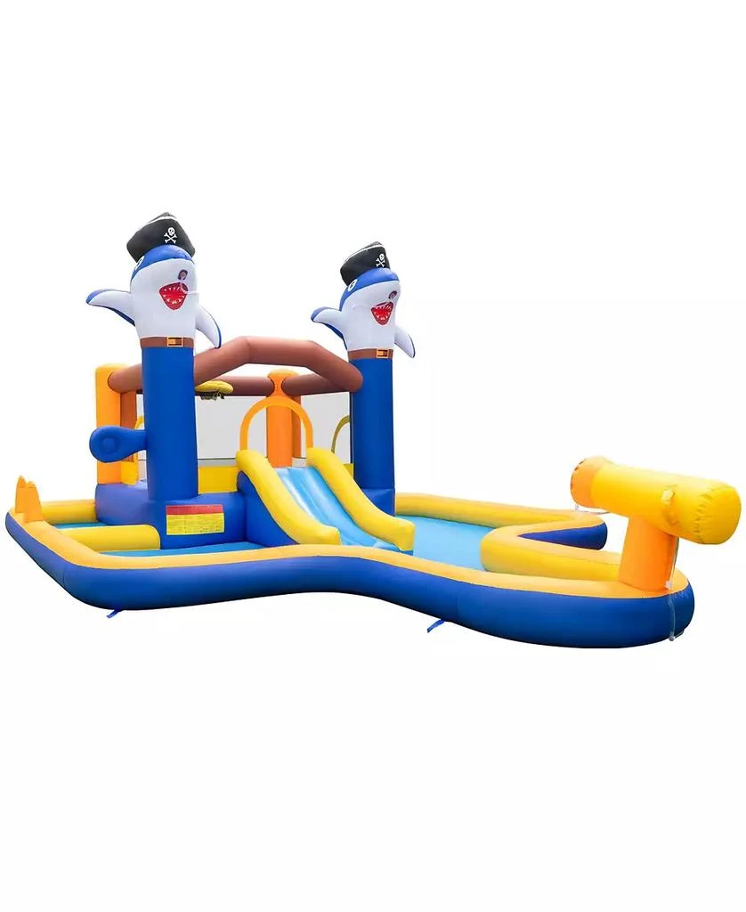 Mecale 7-In-1 Water Slide Park with Splash Pool and Water Cannon without Blower