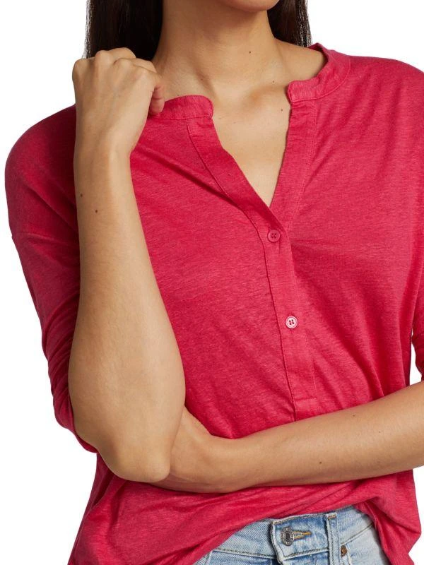 MAJESTIC FILATURES Linen Henley Shirt 4