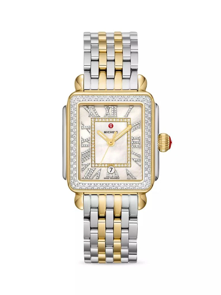 Michele Deco Madison Two-Tone Stainless Steel & Diamond Bracelet Watch 1