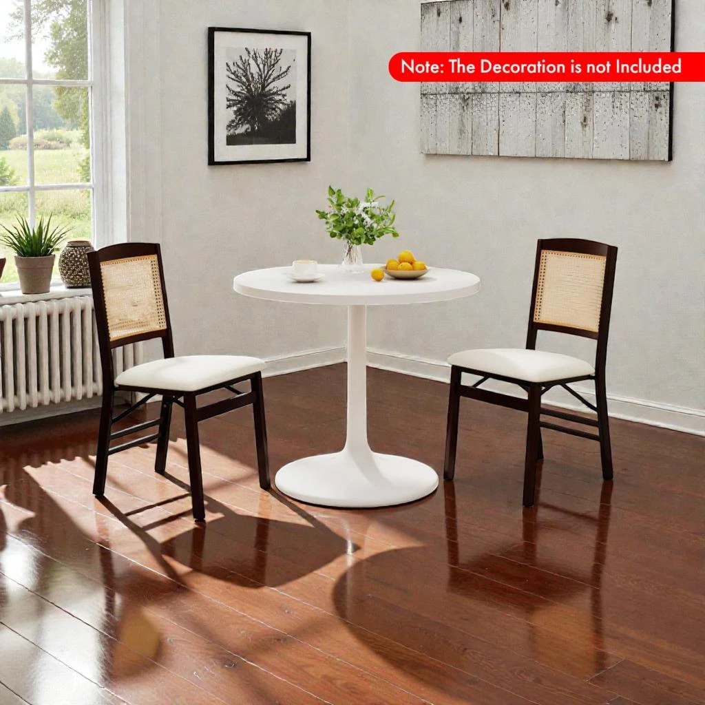 Hivvago Set of 2 Compact Folding Chairs with Rubberwood Build and Linen-Cushioned Seats 2