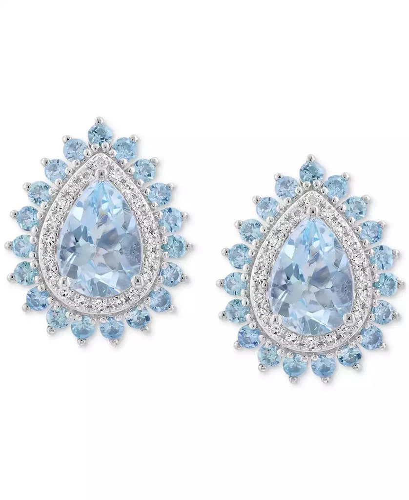 Effy EFFY® Aquamarine (1-3/8 ct. t.w.), Blue Topaz (5/8 ct. t.w.) 
Diamond (5/8 ct. t.w.) Stud Earrings in 14k White Gold 3