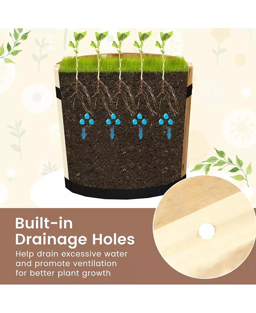 Gymax Outdoor Wooden Planter Box Set of 3 w/ Drainage Holes for Flower Herb Shrub 7