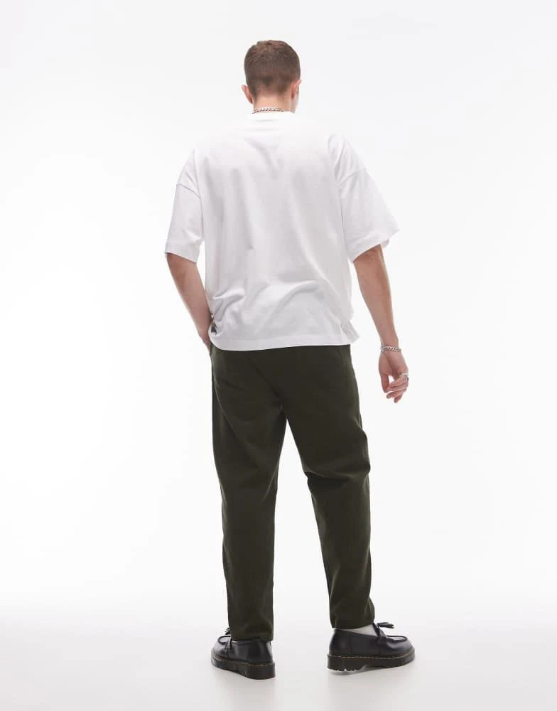 Topman Topman tapered cord trousers in khaki 3