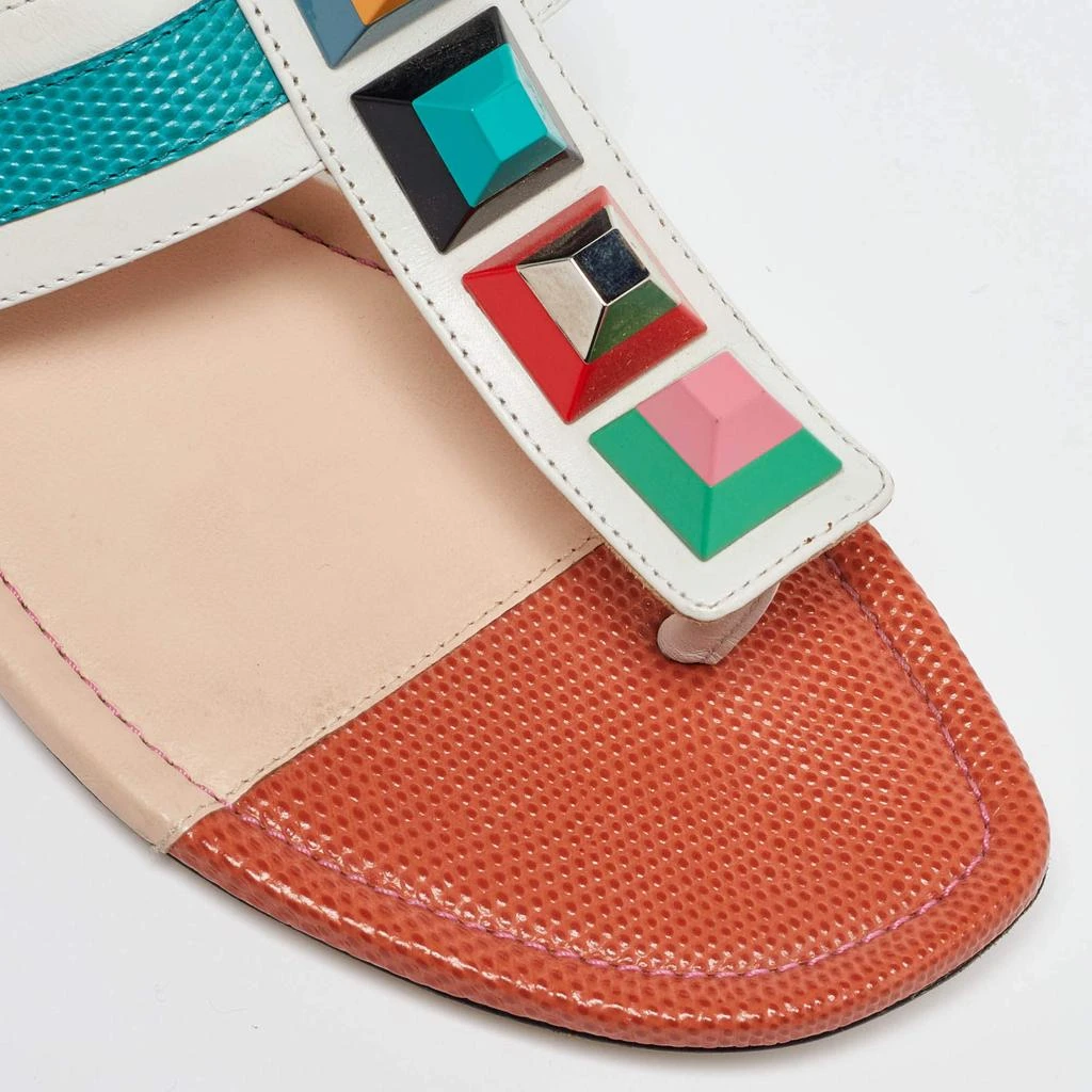 Fendi Fendi Multicolor Leather Studded Thong Flat Sandals Size 37 7