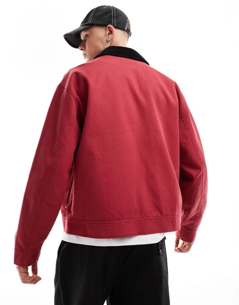 ASOS ASOS DESIGN oversized washed harrington jacket in red 4