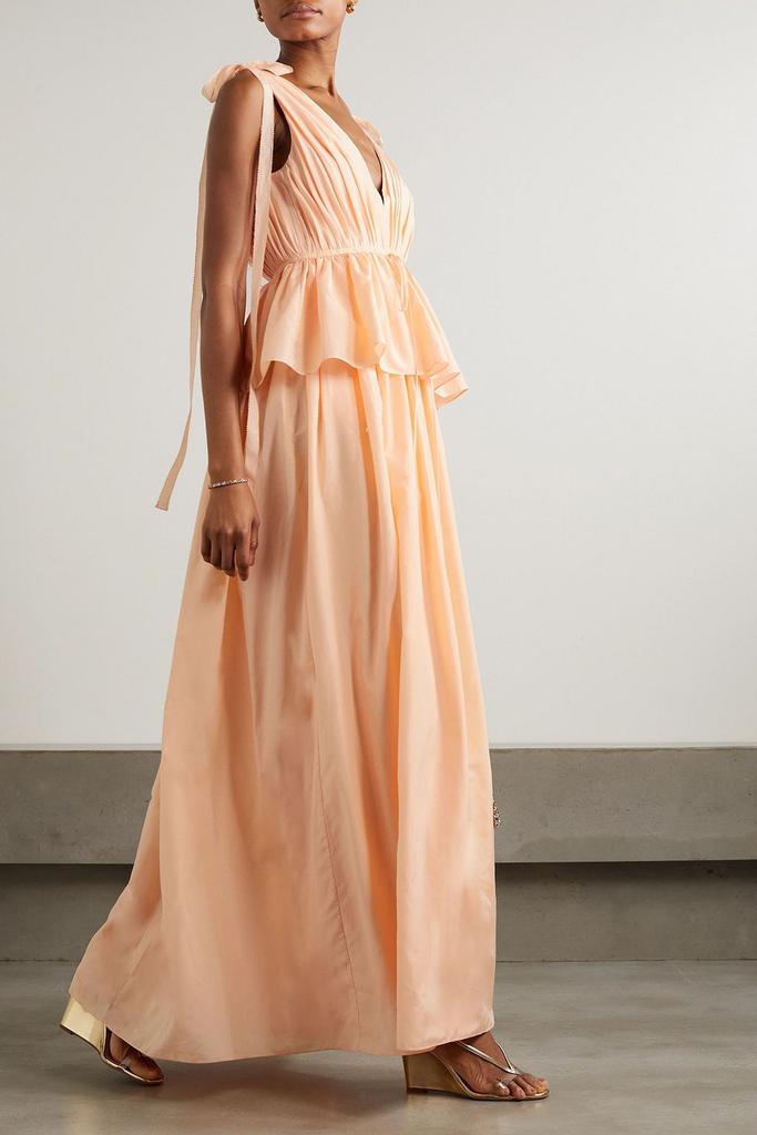 ADAM LIPPES Dendur tie-detailed pleated cotton and silk-blend voile gown